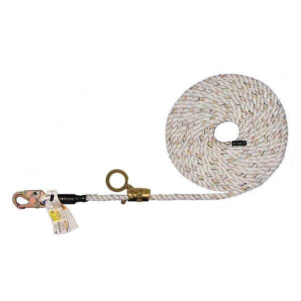 Super Anchor Safety 50ft Value 5/8" 3-Strand Lifeline w/Snaphook +No. 4015-Z Fall Arrester Zinc. Retail Box 4024-50Z - main